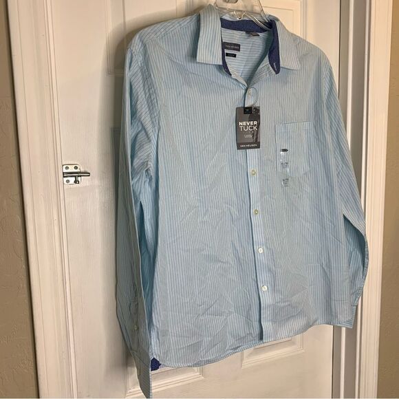 Van Heusen Light Stripe Button Down Shirt Size XL Slim Fit - Picture 2 of 10